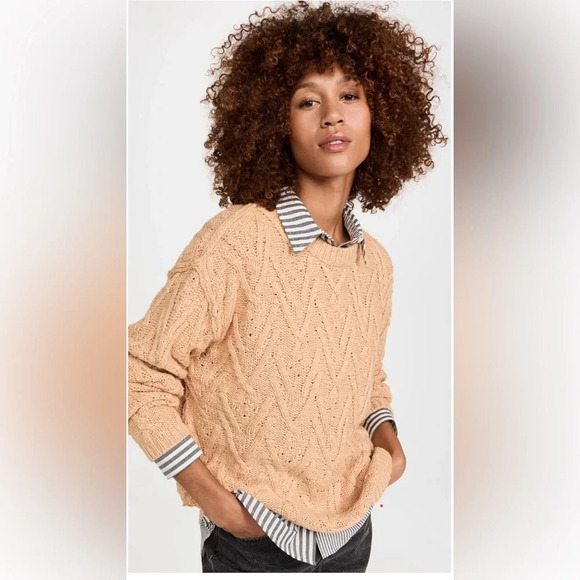 Free People Isla Cable knit Sweater in camel  Size: Small New With Tags - Picture 1 of 7